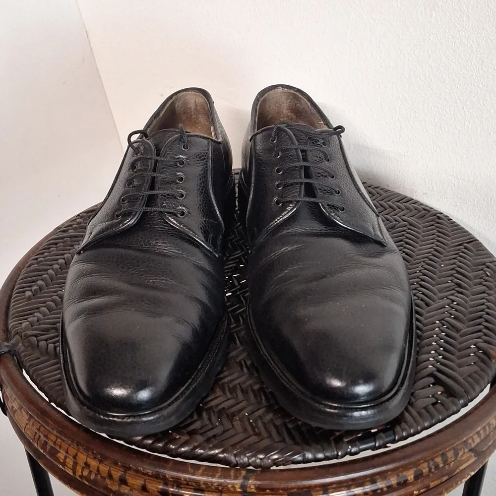 Salvatore Ferragamo Black Pebble Leather Casual Lace Up Derby Men Size 10 Oxford